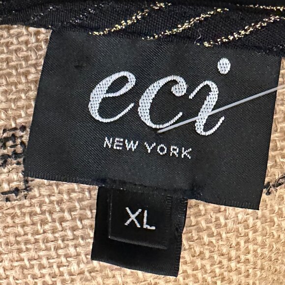 ECI New York Black & Gold Metallic Striped Tie Waist Dress – Size XL - Picture 4 of 4